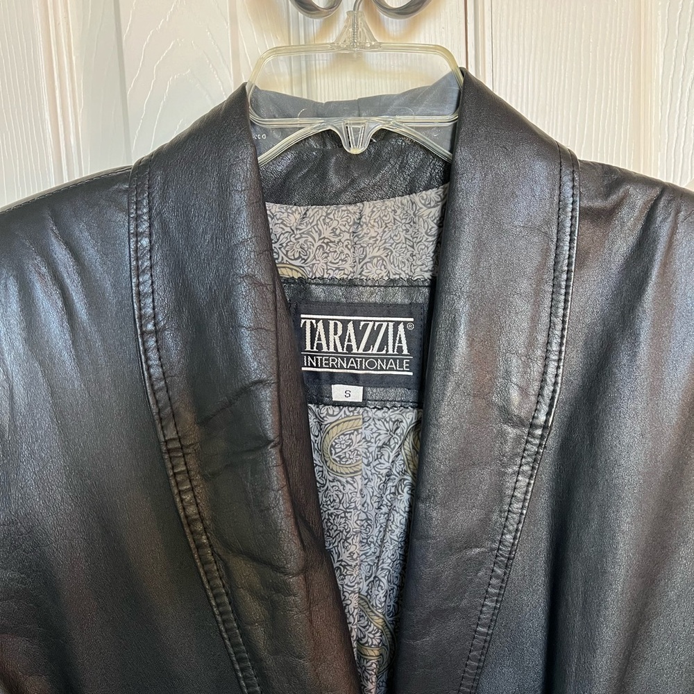 Vintage Black Leather Long Coat - Picture 3 of 10